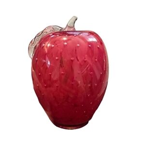 Celso Lopez Red Glass Apple Paper Weight